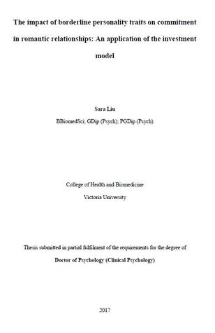 Download The impact of borderline personality traits on commitment in romantic relationships: An application of the investment model - Sara Liu | PDF